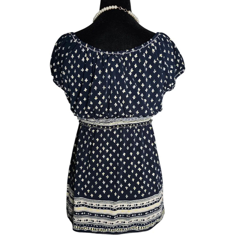 Max Studio Navy Blue Boho Empire Waist Top XS (Fits S/M) - Picture 2 of 7
